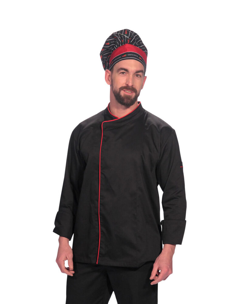 Σακάκι σεφ Allan της Uniform μαύρο με κόκκινο ρέλι