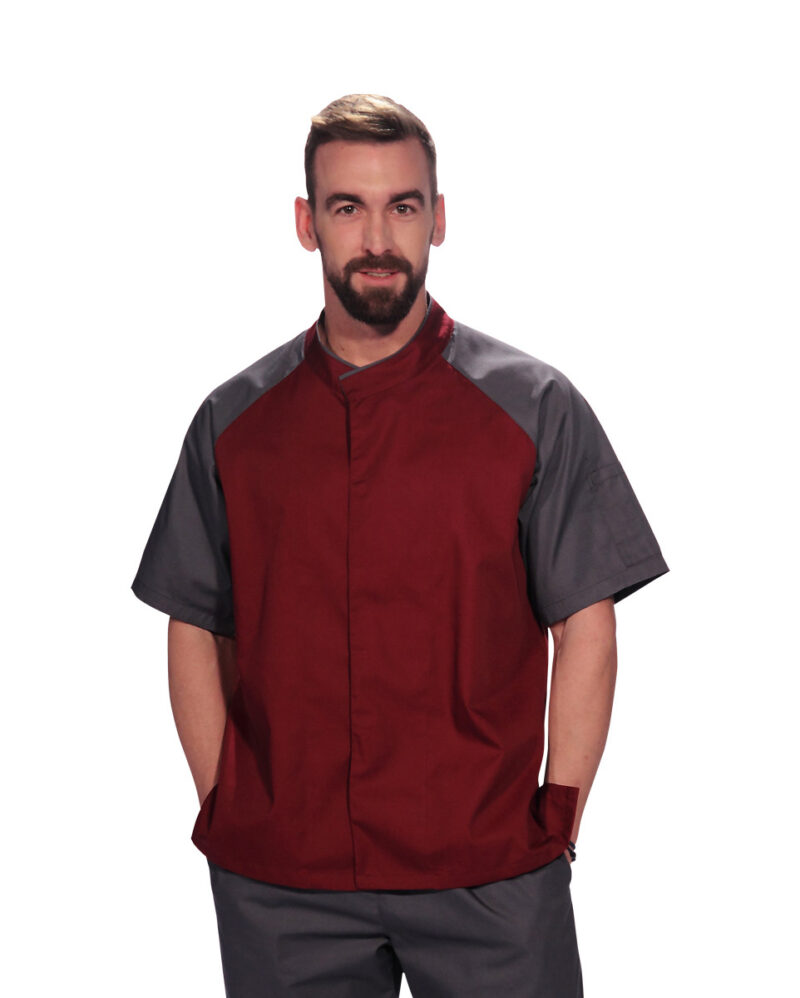 Ανδρικό σακάκι σεφ Reglan της Uniform μπορντώ και γκρί