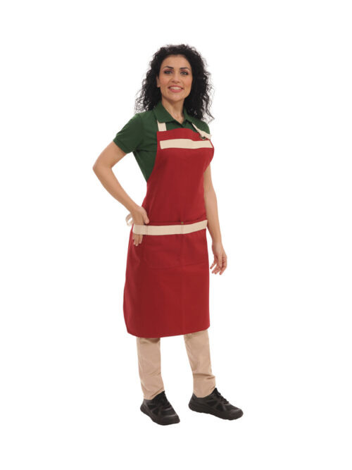 Ποδιά Λαιμού Beltie της Uniform κόκκινη με λευκή ρίγα